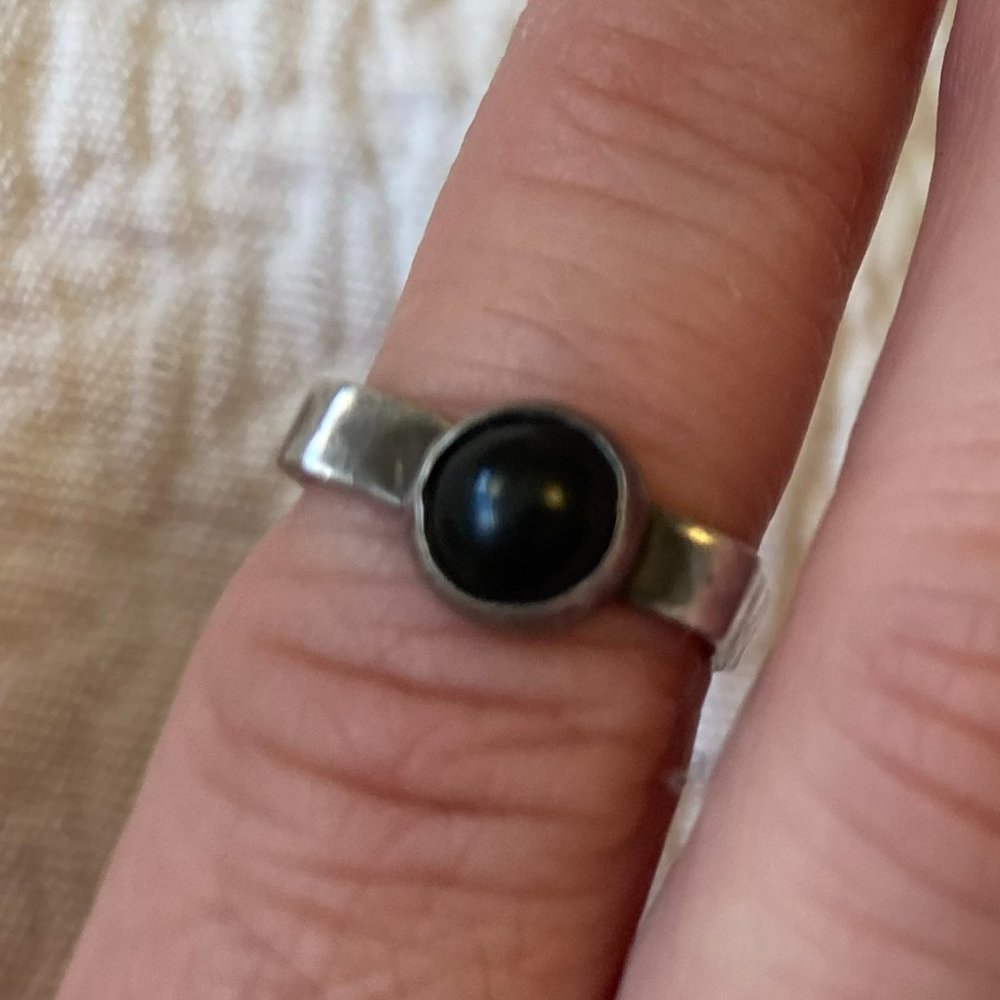 Square Shaped Black Stone Ring - image 1